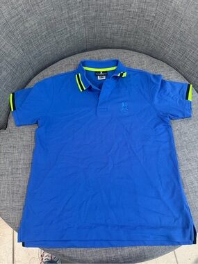 Psycho Bunny Royal Blue Polo with Neon Yellow Trim